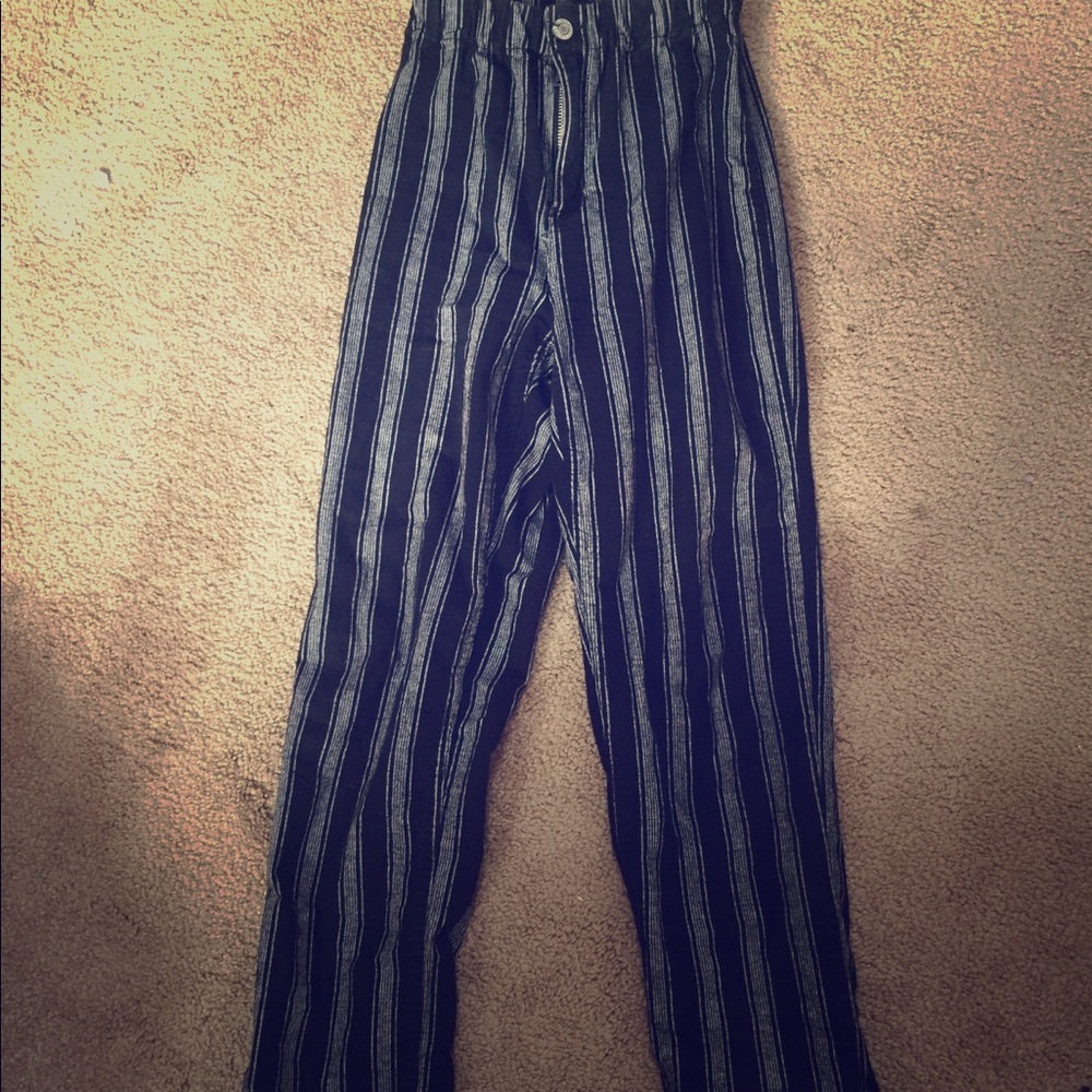 Brandy Melville black and white striped pants.